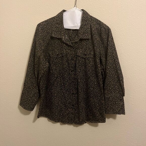 Coral Bay Tops - Coral Bay Black and Brown Patterned Top